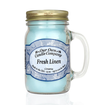 Fresh Linen Classic Large Mason - Our Own Candle Company NI