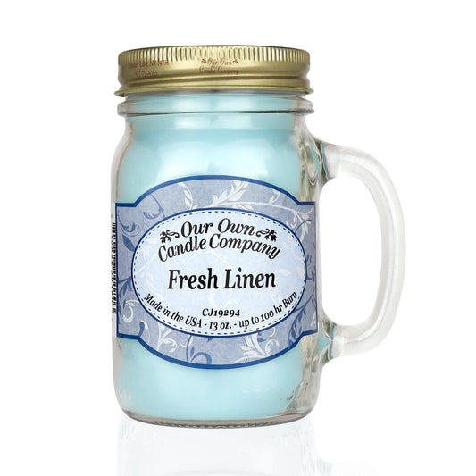Fresh Linen Classic Large Mason - Our Own Candle Company NI